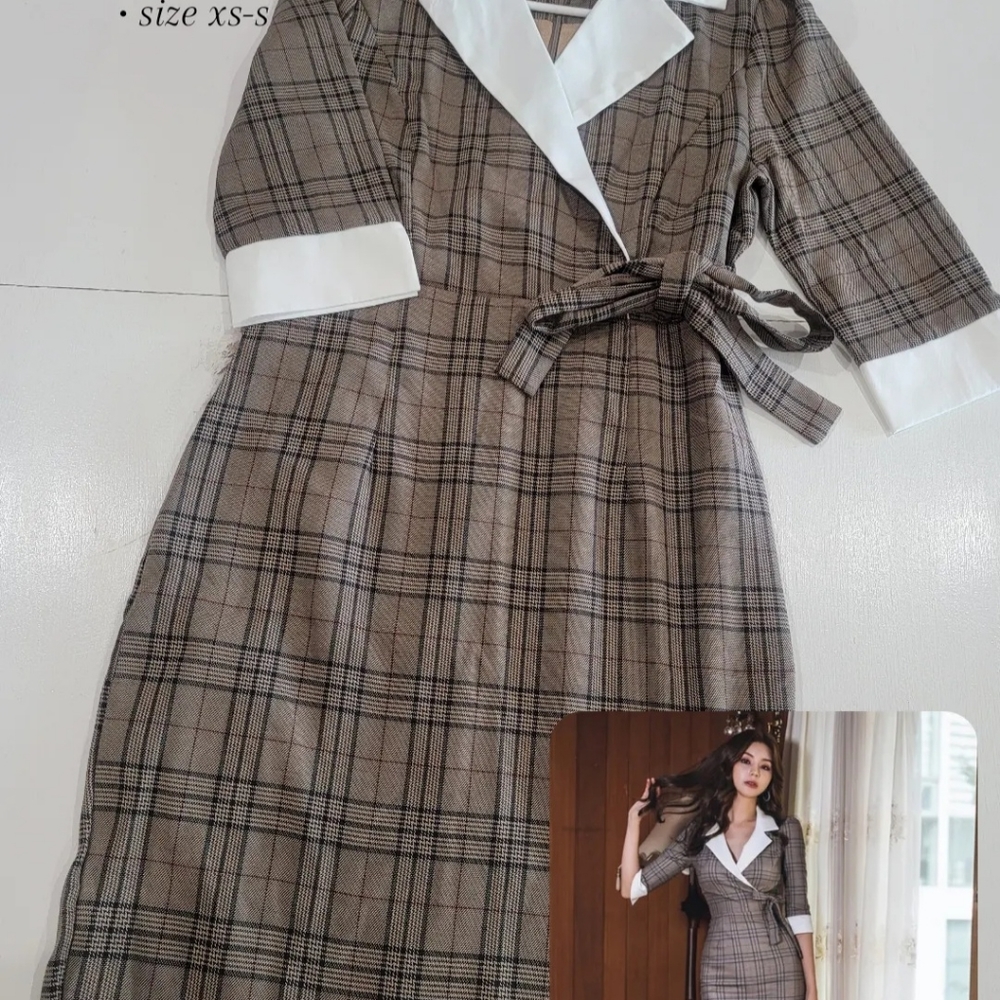 NEW Designer Gingham Office Dress XS